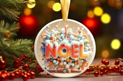Noel Candy Christmas Round Cute Ornament Sublimation Product Image 2