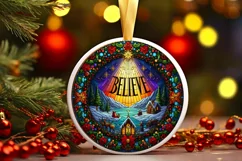 Believe Christmas Round Cute Ornament Sublimation Product Image 2