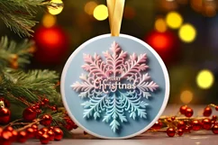 Snow Flake Christmas Round Cute Ornament Sublimation Product Image 2
