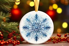 Snow Flake Christmas Round Cute Ornament Sublimation Product Image 2