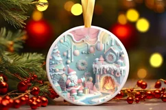 Christmas Round Santa Ornament Sublimation Product Image 2