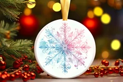 Snow Flake Christmas Round Cute Ornament Sublimation Product Image 2