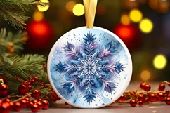 Snow Flake Christmas Round Cute Ornament Sublimation Product Image 2