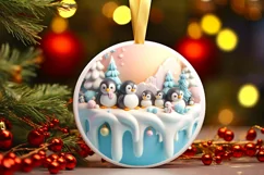 Christmas Round Cute Animal Ornament Sublimation Product Image 2