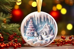 Christmas Round Cute Penguin Ornament Sublimation Product Image 2