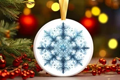 Snow Flake Christmas Round Cute Ornament Sublimation Product Image 2
