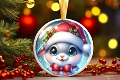 Shiny Bunny Face Round Ornament Sublimation PNG Product Image 1