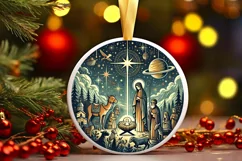 Round Christmas Ornament Sublimation|Clipart Product Image 1