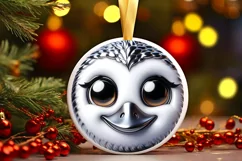 Shiny Swan Face Round Ornament Sublimation PNG Product Image 1