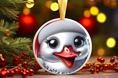Shiny Swan Face Round Ornament Sublimation PNG Product Image 3