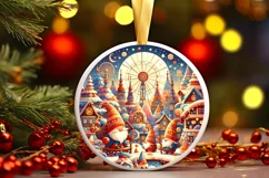 Round Christmas Ornament Sublimation|Clipart Product Image 1