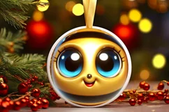 Shiny Bee Face Round Ornament Sublimation PNG Product Image 1