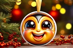 Shiny Bee Face Round Ornament Sublimation PNG Product Image 1