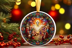 Round Christmas Ornament Sublimation|Clipart Product Image 1