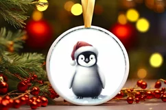 Round Christmas Ornament with Penguin PNG Product Image 3