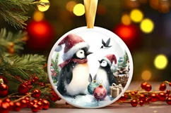 Round Christmas Ornament with Penguin PNG Product Image 3