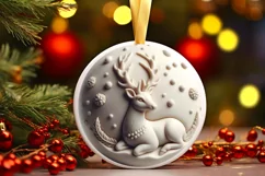 3D Marzipan Christmas Deer Ornament PNG Product Image 1