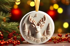 3D Marzipan Christmas Deer Ornament PNG Product Image 3
