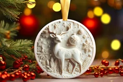 3D Marzipan Christmas Deer Ornament PNG Product Image 3