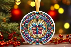 Round Christmas Ornament Sublimation|Clipart Product Image 2