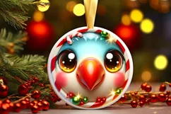 Shiny Parrot Face Round Ornament Sublimation PNG Product Image 1