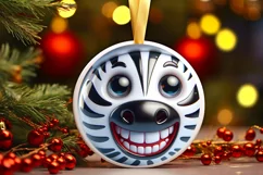 Shiny Zebra Face Round Ornament Sublimation PNG Product Image 1