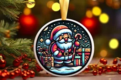 Round Christmas Ornament Sublimation|Clipart Product Image 1