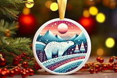 Round Christmas Ornament Sublimation|Clipart Product Image 1