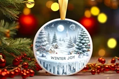 3D Winter Scene with Penguin Sublimation PNG Product Image 3