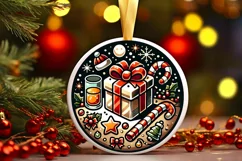 Round Christmas Ornament Sublimation|Clipart Product Image 1