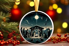Nativity Scene Christmas Round Cute Sublimation PNG Product Image 2