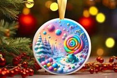 Round Christmas Ornament Sublimation|Clipart Product Image 1