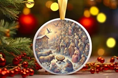 Round Christmas Ornament Sublimation|Clipart Product Image 1