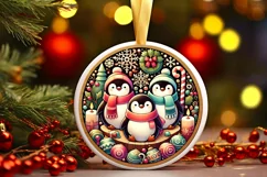 Round Christmas Ornament Sublimation|Clipart Product Image 2