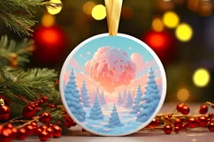 Detailed Winter Christmas Candy Round Ornament Sublimation Product Image 3