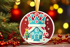 Round Christmas Ornament Sublimation|Clipart Product Image 2
