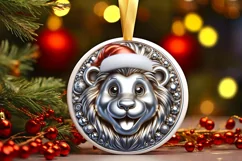 Christmas Lion Smiling Round Ornament Sublimation PNG Product Image 3