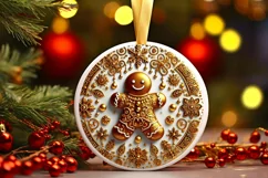Round Christmas Ornament Sublimation|Clipart Product Image 2
