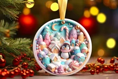 Round Christmas Ornament Sublimation|Clipart Product Image 1