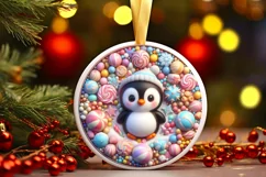 Round Christmas Ornament Sublimation|Clipart Product Image 1