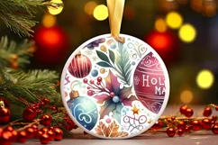 Detailed Winter Christmas Candy Round Ornament Sublimation Product Image 3