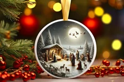 Round Christmas Ornament Sublimation|Clipart Product Image 1