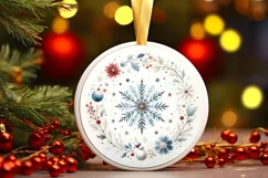 Winter Snowflake Round Sticker Sublimation PNG Product Image 3