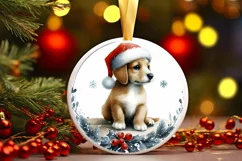 Dog Winter Round Sticker Sublimation PNG Product Image 3