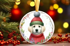 Watercolor Christmas Dog Ornament Product Image 3