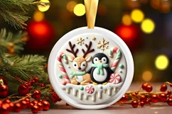 Round Christmas Ornament Sublimation|Clipart Product Image 2
