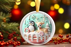 Round Christmas Ornament Sublimation|Clipart Product Image 2