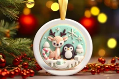 Round Christmas Ornament Sublimation|Clipart Product Image 2