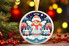 Round Christmas Ornament Sublimation|Clipart Product Image 2