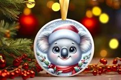 Shiny Koala Face Round Ornament Sublimation PNG Product Image 1